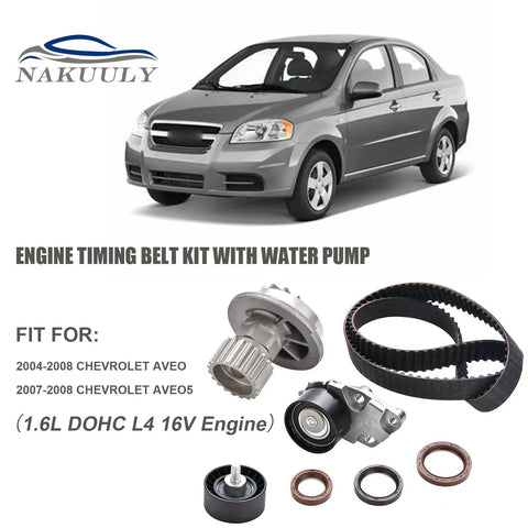 Chevy Aveo Timing Belt Kit With Water Pump For 2004 2005 2006 2007 2008 1.6L DOHC 16V Engine Aveo5 Replacement Belt Kit