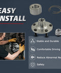 Front Wheel Bearing And Hub Assembly Pair For 2000 To 2008 Nissan Maxima, 2002 To 2006 Nissan Altima, product displayed with installation benefits