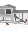 Backyard Ready Cozy Wooden Chicken Coop For Two With Well Ventilated Outdoor Hen House And Expandable Run, shown with chickens