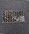 Premium Stainless Steel Micro Screw Kit With Tiny Screwdriver And Tweezers Dead Simple Glasses And Watch Repairs showing assorted screws in a compact organizer.