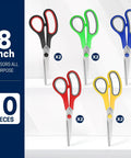 10 Pack 8 Inch All Purpose Heavy Duty Scissors For Office And Home Use Ideal For Paper Cardstock Fabric Foam Plastic Crafting And More Durable For Sewing Scrapbooking Card Making Quilting And General Household Tasks. 10-piece set of 8-inch all-purpose scissors with stainless steel blades and soft-grip handles