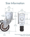 2 Inch Side Mount Caster Set, 4 Pack With 2 Swivel And 2 Brakes, L Shape Plate For Furniture, shown with size details