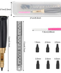 Dope Leather Hole Punch Kit With Six Size Tips 1.5Mm 2Mm 2.5Mm 3Mm 3.5Mm And 4Mm For Belts, Watch Bands, And Handbags, Wood Handle Adjustable Punch Tool, Easy To Use.