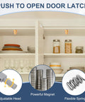 Eight Pack Magnetic Push Latches Set For Cabinets And Drawers No Fuss Push To Open Hidden Touch Latch Hardware Installed in Cabinet