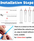 Installation steps for 180 Pcs Spoke Covers Set For Bikes And Dirt Bikes, showing cutting and fitting on spokes.