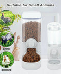 Top Tier Automatic Rabbit Water Dispenser And Food Feeder Combo Large Capacity Grey Bunny Station Made For Fast Refills And A Real No Sweat Daily Care Routine with food and water compartments.