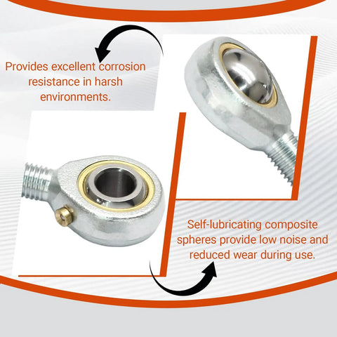 Rod End Bearing Set 7 By 16 Inch Bore Right Hand Thread With 9 Degree Angular Misalignment Forged 45 Steel Bodies 2 Pack For Industrial Machinery And Linkages Built Tough For Heavy Duty Performance, 7/16 bore rod end bearing