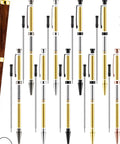 Slick 10 Piece Wood Turning Pen Kit With 7 Millimeter Slimline Twist Refills And Bold Assorted Colors showing polished pens and bearings.