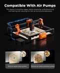 Laser engraver ACMER S2 12W front view; orange frame, black rails, 300x300mm engraving area.