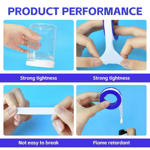 Person demonstrating 12 Rolls PTFE Teflon Tape For Plumbers 1/2 Inch By 520 Inches White Thread Sealant For Shower Heads And Water Pipes