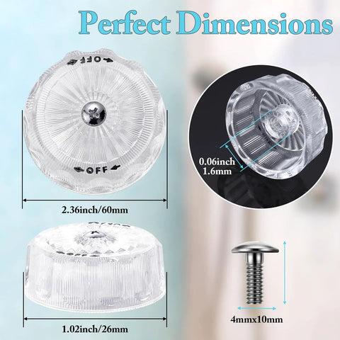 Clear Shower Knob Replacement For MXT11 Tub Faucet Handle and dimensions with Danco 88969 compatibility illustration.