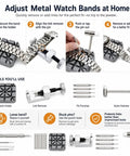 59-Piece Easy-To-Use Watch Repair Kit for Newbies with link removal tools and watch holder for metal band adjustment.