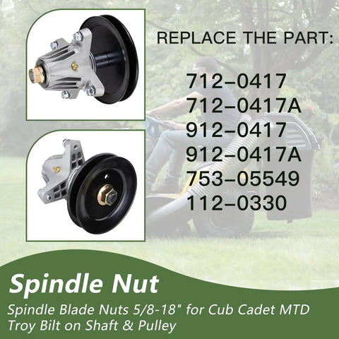 Tough As Nails Beefy 5/8-18 Spindle Blade Nut Hex Flanged Aftermarket Replacement part diagram for Cub Cadet MTD Troy Bilt