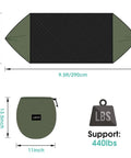Diagram of Two Person Pop Up Camping Hammock With Mosquito Net Lightweight Parachute Style Hanging Bed dimensions and weight capacity