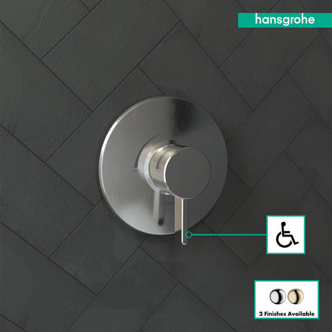 Ecostat Modern Pressure Balance Shower Valve Trim In Chrome 04233000 Delivers Smooth Temperature Control on dark tile wall