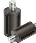 Level Up Your Workshop With These Heavy Duty Bench Cookie Risers That Snap Right Into Any Three Quarter Inch Dog Hole For Knockout Clearance And Solid Lateral Stability Top Router Tool Accessory - two black risers with threaded ends.