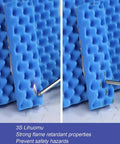 Self Adhesive Pyramid Acoustic Foam Panels To Keep Your Studio Fresh While Knocking Out Echo And Cranking Up Sound Quality For Offices Gaming Rooms Yellow Roll shown being tested for flame resistance.