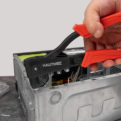 Heavy Duty Pop Rivet Gun Kit Workhorse with 120 Pieces Rivets and 4 Interchangeable Heads in computer assembly