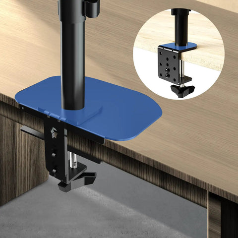 Kingpin Steel Reinforcement Plate for Glass Desk Adds Savage Stability to Monitor Mount Setup with Secure C-Clamp Grip