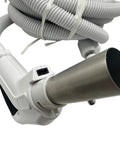 30 Ft Central Vacuum Hose With Pigtail And On Off Switch At The Handle Crushproof Design High Voltage, close-up of handle and hose connection