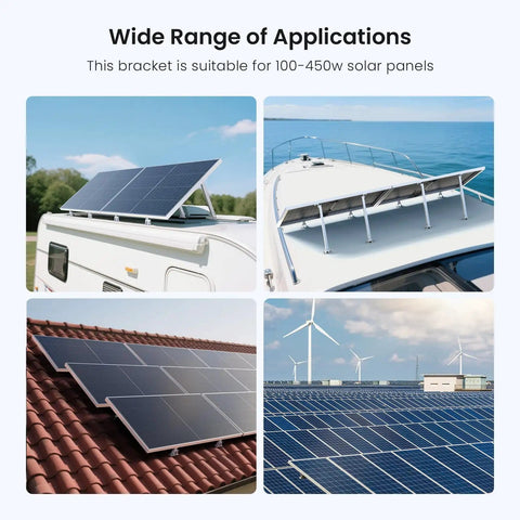Adjustable Tilt Mount Brackets For Solar Panels Aluminum Alloy 15 Degree To 30 Degree Tilt Fits 50 To 400W Panels Roof RV Boat