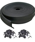 16 Ft Black Rubber Garage Door Bottom Seal with nails included, coiled view, weatherproof draft and moisture barrier
