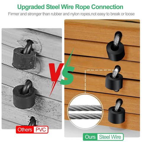 Comparison of PVC vs steel wire connection in 8 Ft Cedar Garden Pathway Roll Out Walkway For Patio And Beach Events