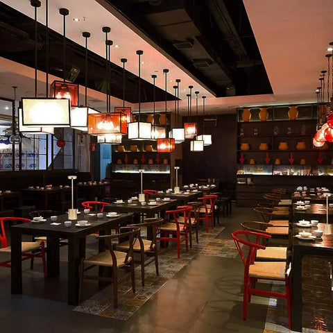 Restaurant setup with Cordless LED Table Lamp With Rechargeable 6000mAh Battery And Two Level Brightness Go To Modern Silver Finish