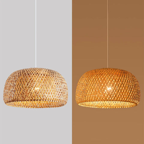 Handwoven Natural Rattan Pendant Light For Kitchen Island And Living Spaces, 17.7 Inch Bamboo Lamp Chandelier, Eco Friendly Non Toxic Ceiling Fixture, Durable Woven Pendant With Dope Rustic Modern Vibe