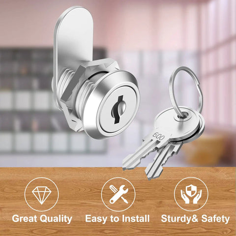 Keyed Alike 1 Pack Cam Lock With Keys Five Eighth Inch For Cabinets Drawers Mailboxes RV Storage And File Cabinets Chrome Plated Zinc Alloy Waterproof Rust Proof Lock Replacement Kit
