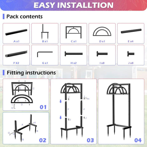 Assembly instructions for Rugged Tough As Nails Heavy Duty Outdoor Hose Holder Reel With Four Spikes Freestanding Metal Hose Storage Stand