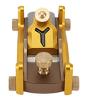 Rock Solid Aluminum Short Planer For Fine Woodworking, top view of adjustable low angle hand plane with precision knobs.