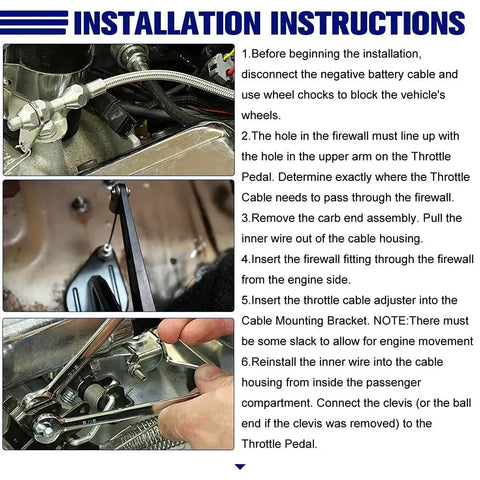 Installation guide for Beefy Universal Stainless Steel Braided Throttle Cable Kit With Adjustable Automotive Accelerator Cable