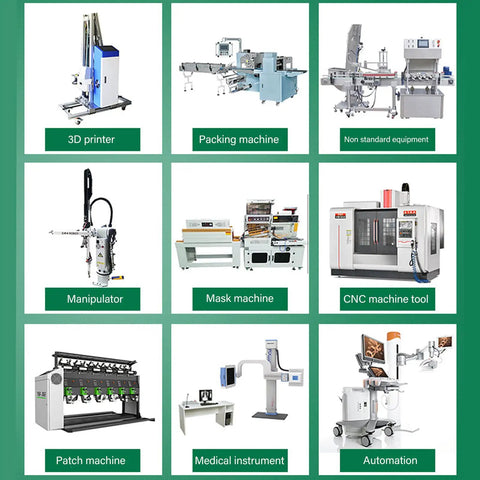 Collage of various industrial machines including 3D printer, CNC machine, and automation equipment for diverse applications.