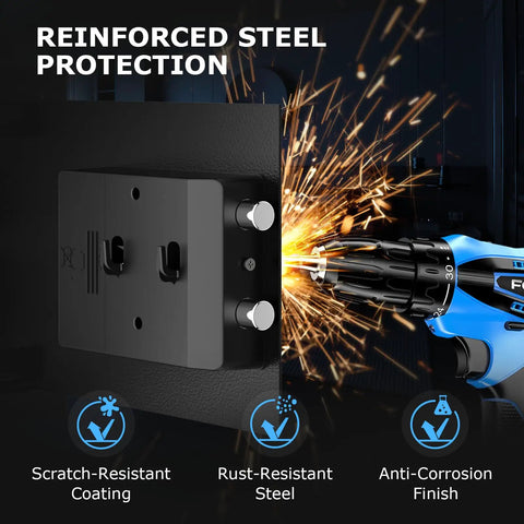 Drilling reinforced steel lock of Biometric Safe Box With Fingerprint Lock And Electronic Keypad, Removable Shelf, 0.6 Cu Ft Capacity