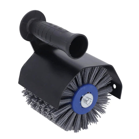 Grinder To Polisher Conversion Kit With Pro Grade M14 Handle and wire drawing attachment, side view, for metal and wood finishing