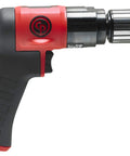 Air Powered Drill Beast Mode Power With 3/8 Inch Keyed Chuck, pistol grip shown in side view with 0.62 HP, 3000 RPM features.