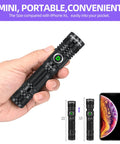 395Nm UV Light Flashlight Powerful 10W USB Rechargeable Portable Blacklight in hand with iPhone Xs size comparison
