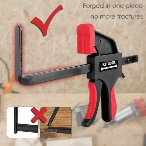 Universal Track Saw Clamp Set With Quick Release For Circular Saw Guide Rails 6 Inch Clamp showing forged design and durability.