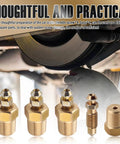 Knockout Copper Brake Bleeder Screw Kit featuring 1/4-28 threads and smooth 1/8-NPT bases for quick caliper bleeding.