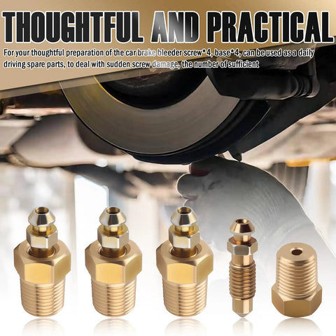 Knockout Copper Brake Bleeder Screw Kit featuring 1/4-28 threads and smooth 1/8-NPT bases for quick caliper bleeding.