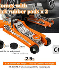 2.5 Ton Steel Floor Jack With Low Profile Design, Hydraulic Racing Floor Jack, Heavy Duty Jack With Beefy Single Piston Lift Pump, Lifting Range From 3 3/8 Inches To 14 15/16 Inches, Built For Low Clearance Cars And Trailers