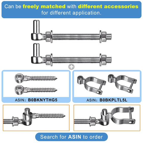 Stainless Steel J Bolt Gate Hinge 304 Grade components with accessory options for metal gates and chain link fences.