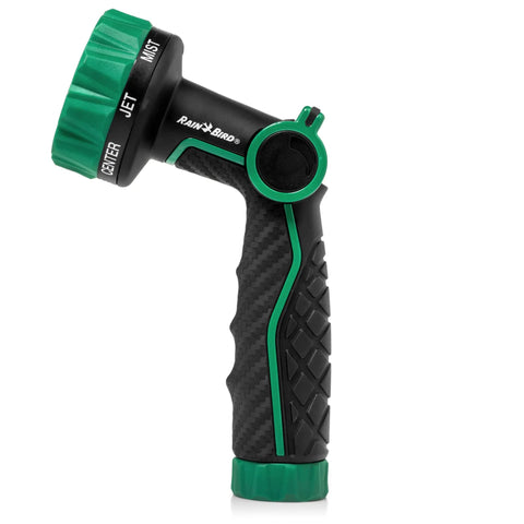 Thumb Control Garden Hose Nozzle With Eight Spray Patterns Carbon Fiber Texture Non Slip Grip No Trigger Squeeze