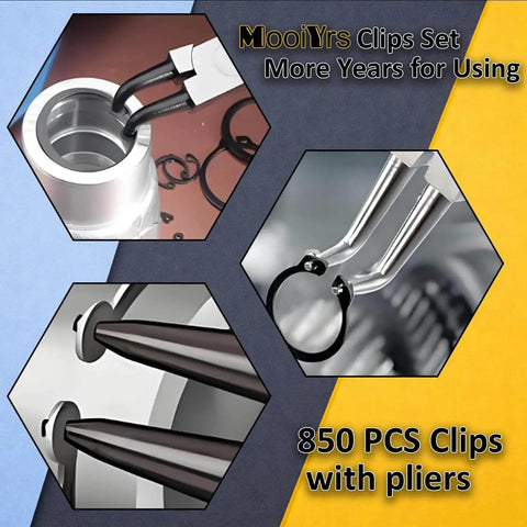 850 Pieces C Clip And E Clip Retaining Rings Set With Snap Ring Pliers And Tweezers In 24 Sizes Stainless Steel 304 for repair