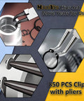 850 Piece C Clip And E Clip Retaining Ring Kit With 24 Sizes From M2 To M16 Carbon Steel Heavy Duty Snap Ring Pliers And Tweezers