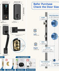 Premium Heavy Duty Smart Door Lock With App Control And Fingerprint Entry For Main Entrances dimensions and compatibility guide.