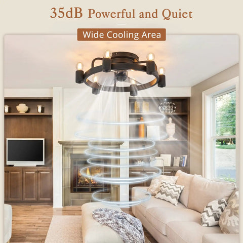 Low Profile Black Ceiling Fan With Light Remote Flush Mount Modern Farmhouse Industrial Rustic Ceiling Fan in living room