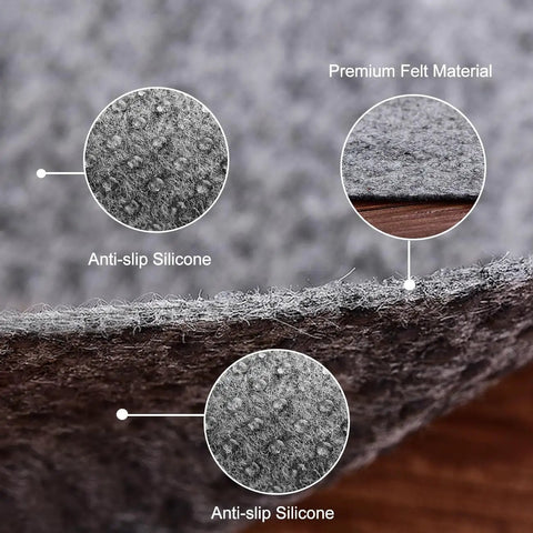 Close-up of Non Slip Mattress Gripper and Area Rug Felt Pad Keeps Mattress and Rug In Place for Full Size 4x6 Feet with material details