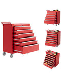 Heavy Duty Red Rolling Tool Chest On Wheels Locking Four Drawer Setup Full Extension Ball Bearing Drawers Cold Rolled Steel Shop Beast Pro Grade Corrosion Resistant with drawers open